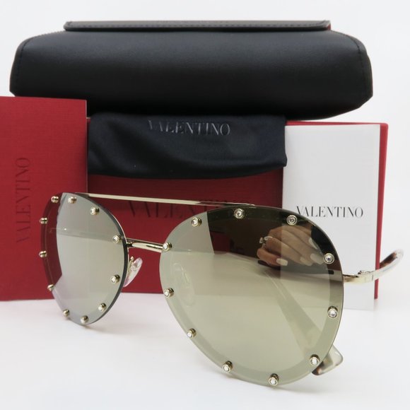 Valentino Accessories - Valentino Gold Aviator Mirror  VA 2013 3003/5A 58m